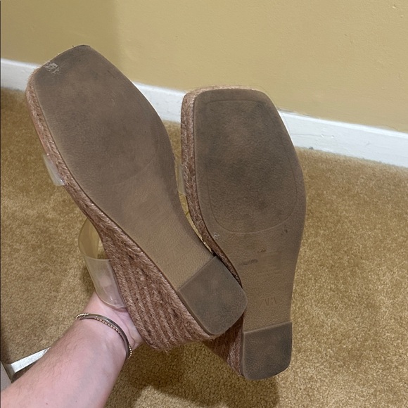 Zara Women's Wedge Sandals with Clear Straps - Brown - Picture 11 of 14